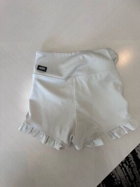 Girls' White Ruffle Hem Active Shorts